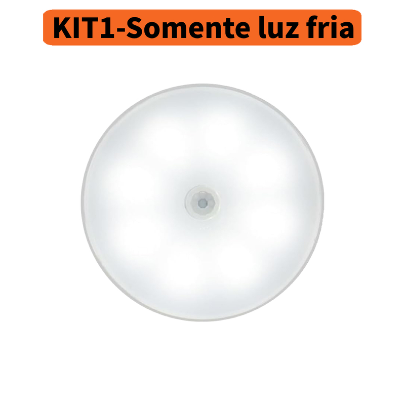 Luminária de Noite USB Recarregável com Sensor de Movimento, Lâmpada LED Duas cores Luz Quente Frio