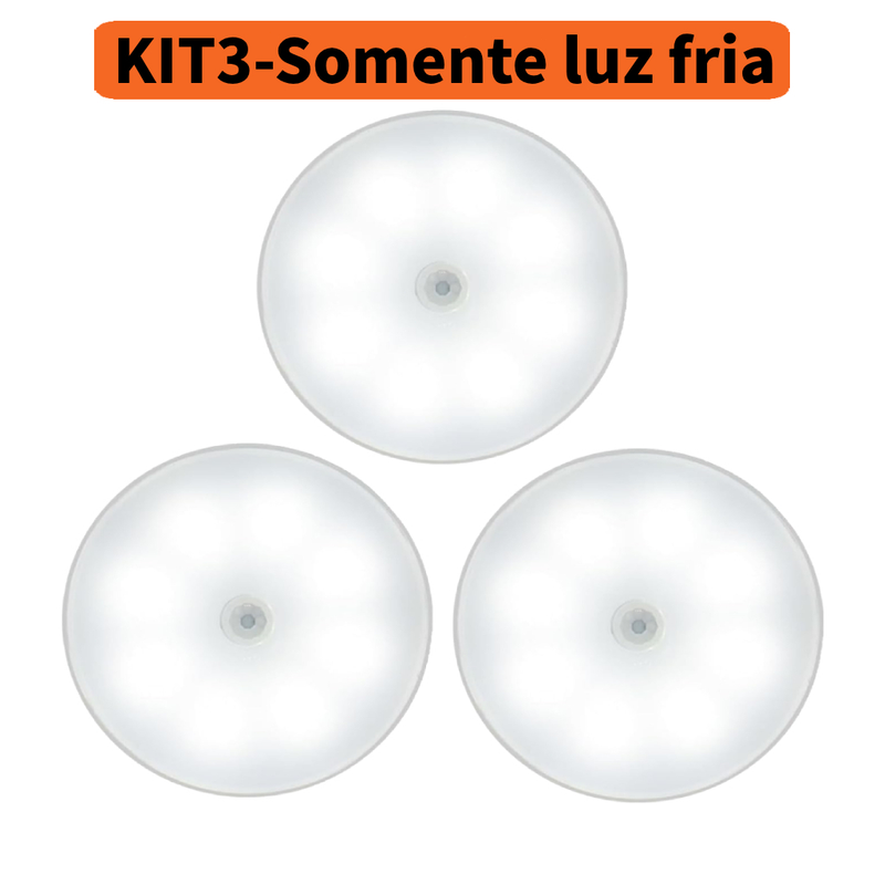 Luminária de Noite USB Recarregável com Sensor de Movimento, Lâmpada LED Duas cores Luz Quente Frio