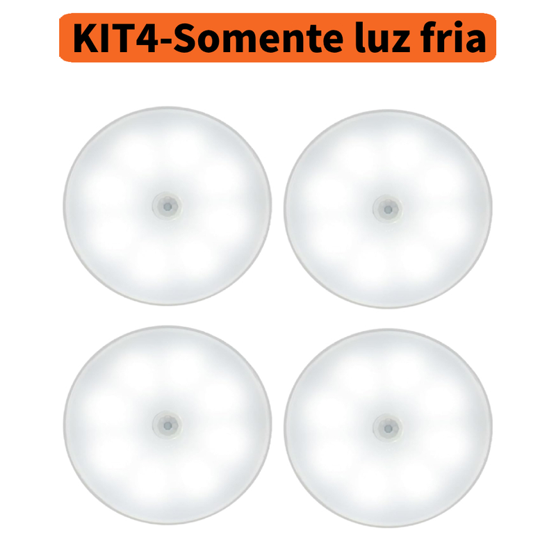 Luminária de Noite USB Recarregável com Sensor de Movimento, Lâmpada LED Duas cores Luz Quente Frio
