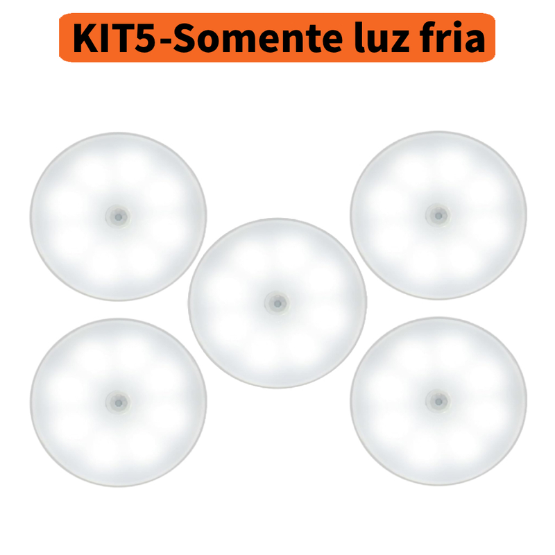 Luminária de Noite USB Recarregável com Sensor de Movimento, Lâmpada LED Duas cores Luz Quente Frio